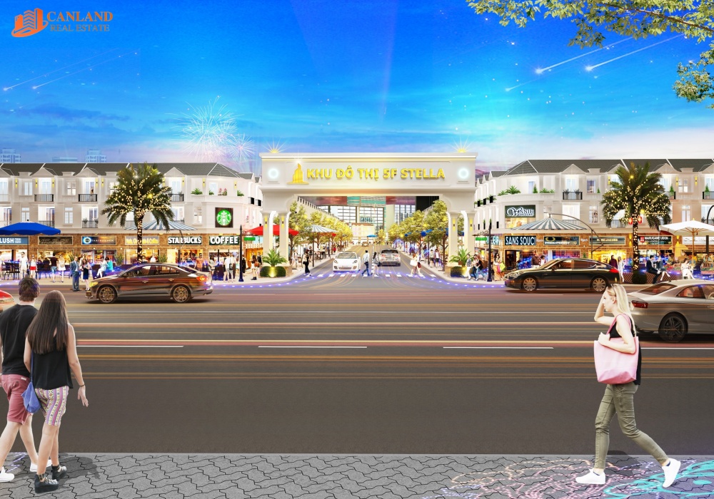 Phối cảnh dự án Khu đô thị 5F Stella nằm ngay mặt tiền trên đường DT741, trục giao thông đối ngoại chiến lược của Phước Vĩnh và Phú Giáo.