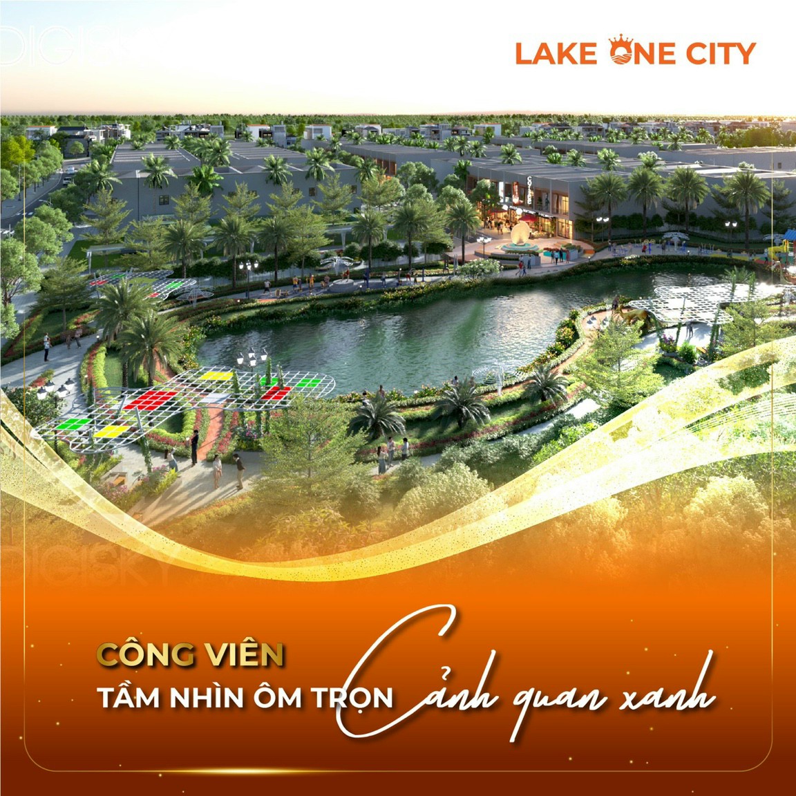 Công viên Hồ Cảnh Quan Xanh tại Khu đô thị Lake One City Bình Phước
