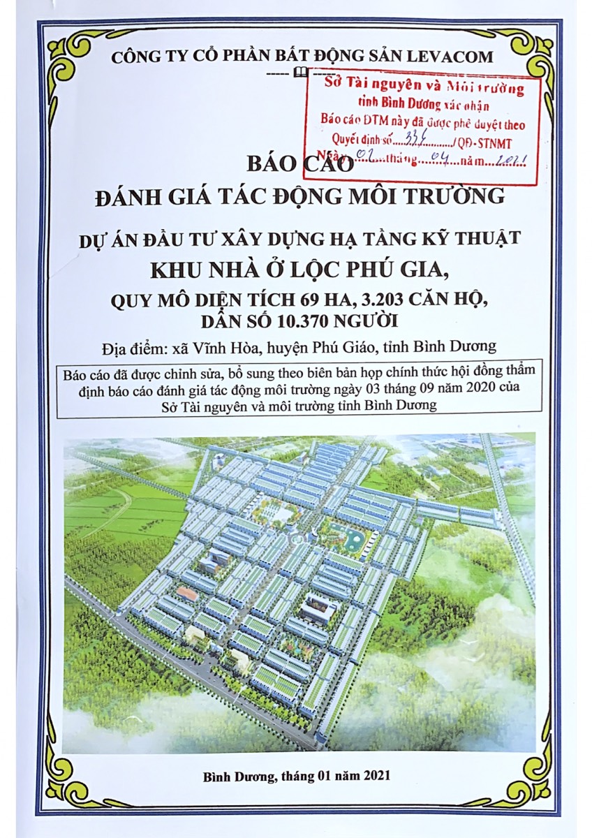 Sở Tài Nguyên và Môi trường phê duyệt đầu tư cơ sở Hạ Tầng dự án Khu nhà ở Lộc Phú Gia theo quyết định số 336/QĐ - STNMT Ngày 2 Tháng 4 Năm 2021.