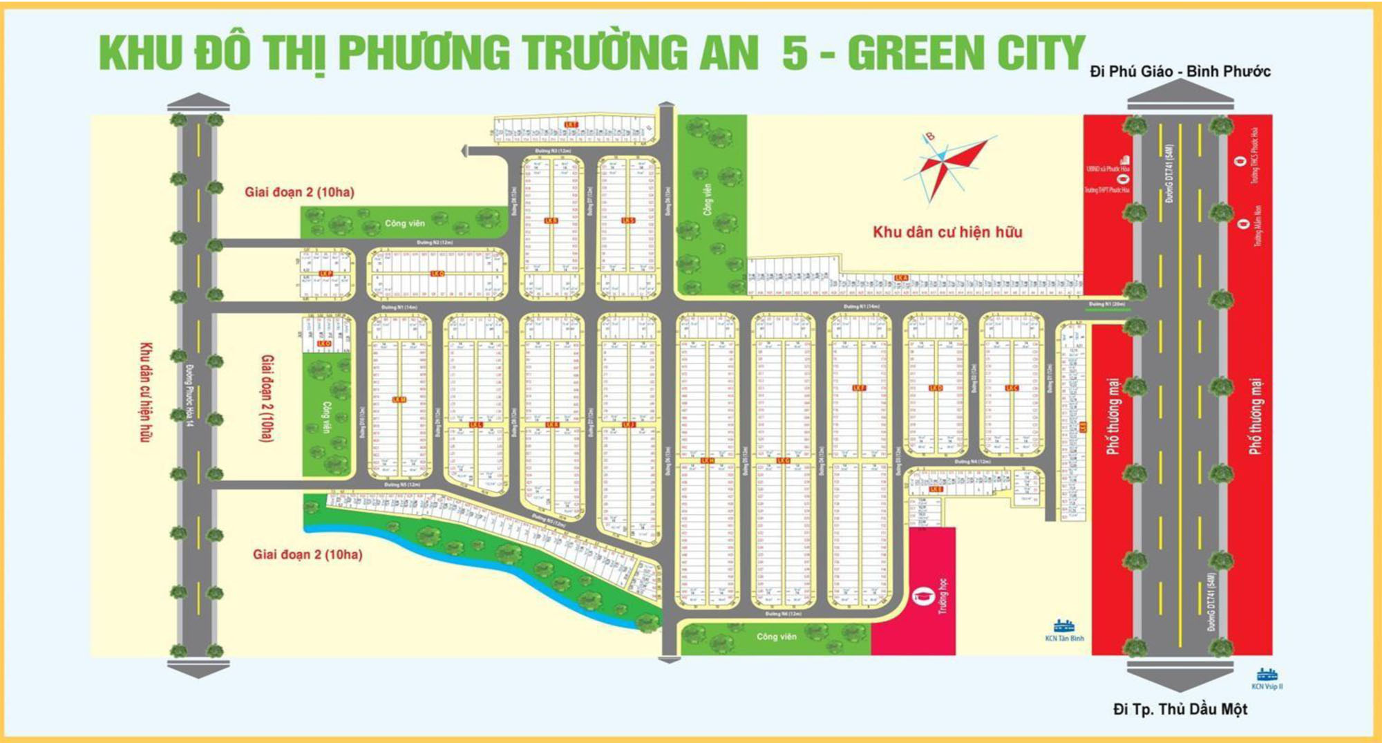 Mặt bằng phân lô dự án Phương trường an 5 - Green city Phú Giáo