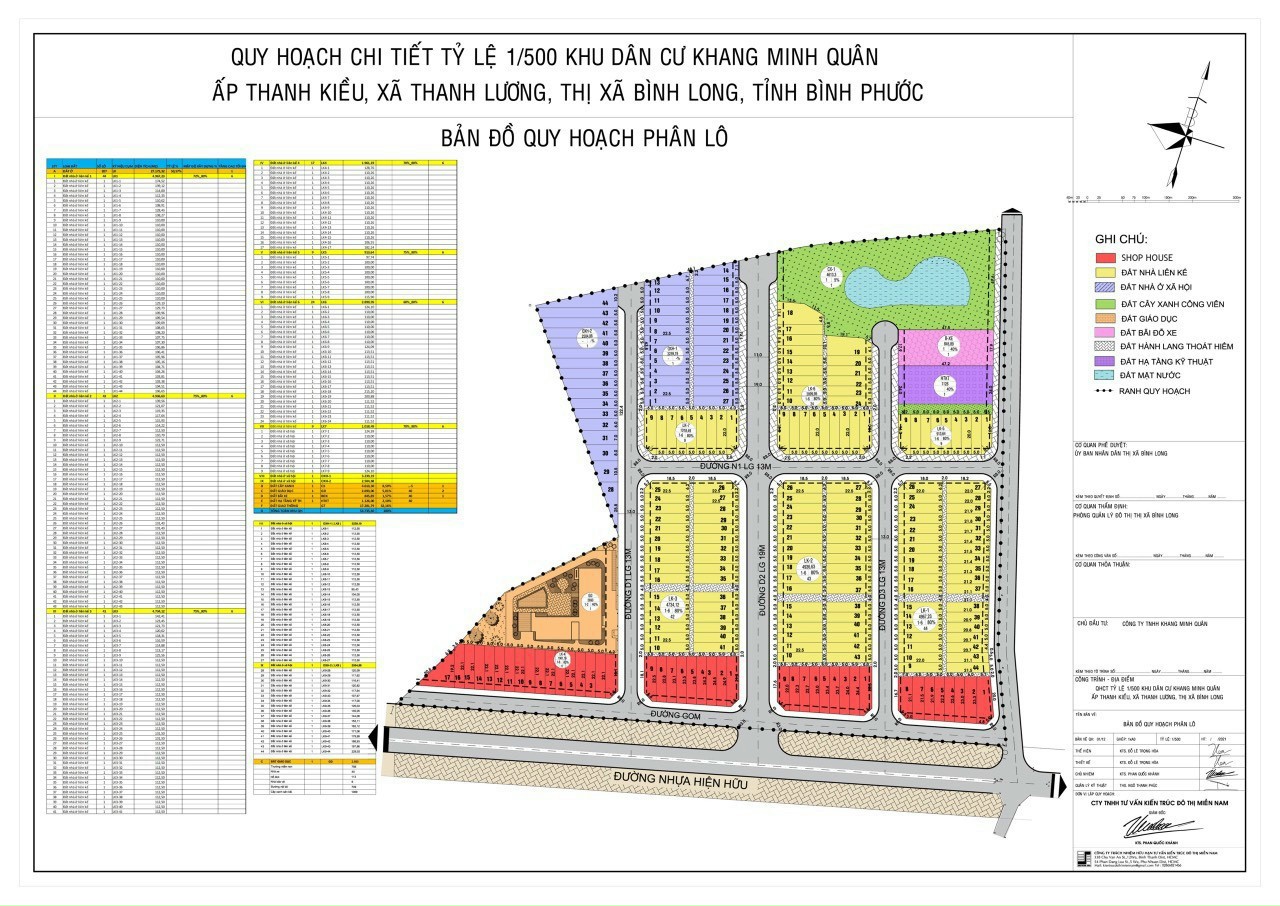 Quy hoạch mặt bằng chi tiết 1/500 dự án Lake One City Bình Phước.