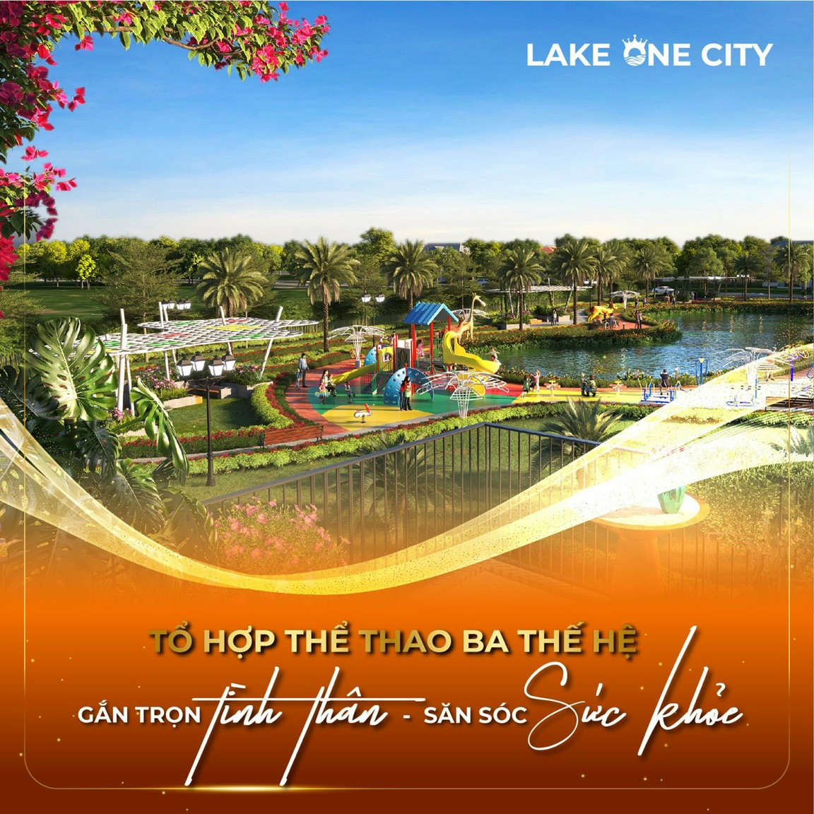 Phối cảnh Khu thể theo dự án Lake One City Bình Phước.