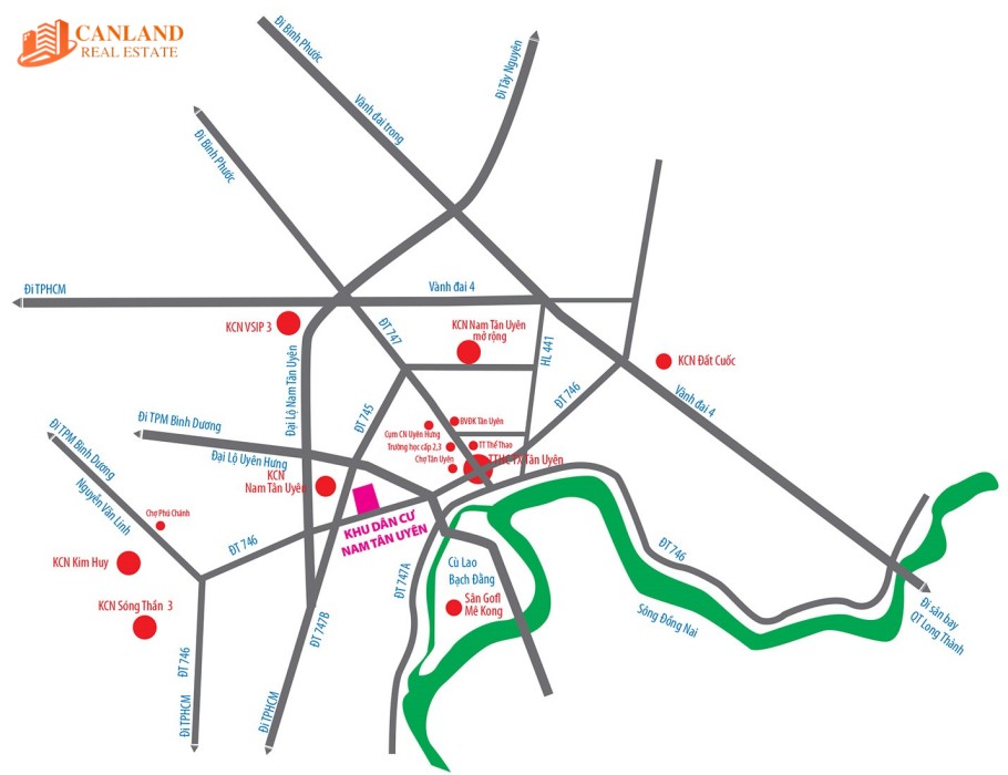 Vị trí địa lý dự án City Land Bình Dương trên bảng đồ